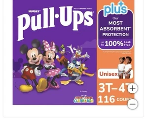 Size 3T-4T: UNISEX Huggies Pull Ups Training Pants 32-40lbs, 116ct - Picture 1 of 5