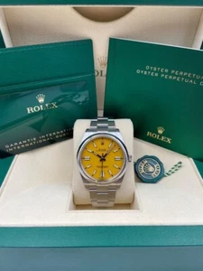 Rolex Oyster Perpetual 41mm Yellow Dial 124300 Pre-Owned 2020 - Picture 1 of 12