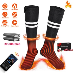 Electric Heated Socks Rechargeable 5000mAh Battery Men Women Winter Foot Warmer - Picture 1 of 7