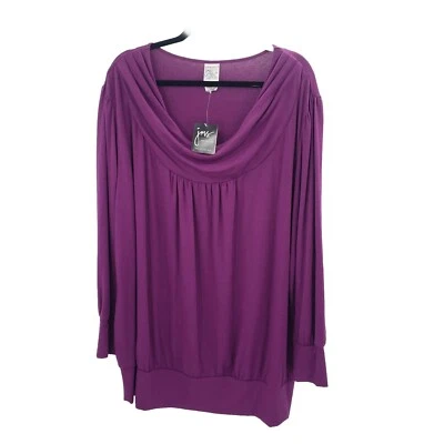 Just My Size 4x Púrpura Capucha Cuello Tejido Top Caída Bandas Cintura Túnica Longitud Plus Foto 1 de 4