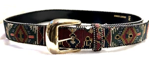 Bohemian Chic Gürtel S/M Southwest Azteken Webmuster Bonded Leder verstellbar - Bild 1 von 5