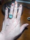 11.32 Carats Colombian Emerald Ring 14 K White Gold  Art Deco Setting 