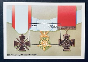 GHANA 50TH ANV OF PEACE IN THE PACIFIC WORLD WAR II STAMPS SS 95 MNH MEDAL HONOR - Picture 1 of 1