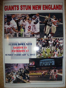 New York Giants 21 New England Patriots 17 - 2012 Super Bowl - Souvenir Print - Bild 1 von 1