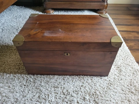 Vintage Wood Chest, Portable Desk Cover