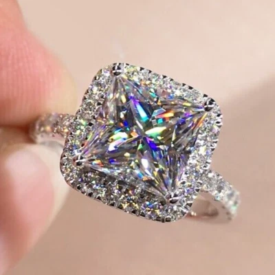 Вечное блестящее кольцо для подарка на День святого Валентина серебро 925 покрытие обещанное кольцо 1,98 карата фианит - Изображение 1 из 4