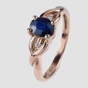 Exquisite Royal Blue Sapphire Oval 925 Sterling Silver Handmade Rings Size 6 - Imagen 1 de 8