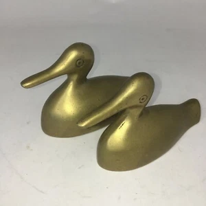 Paar Messing Ente Stockente Statue Wohndeko Vintage Figur - Bild 1 von 8