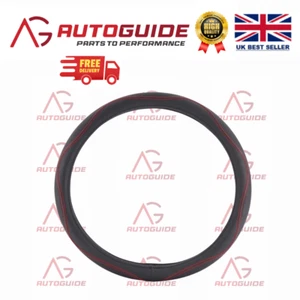 Cubierta universal de cuero negro de primera calidad para volante rojo costuras 38 cm - Imagen 1 de 2