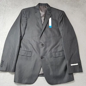 Perry Ellis Blazer Mens Size 42L Grey Slim Fit Sport Coat 2 Button Suit Jacket - Picture 1 of 15