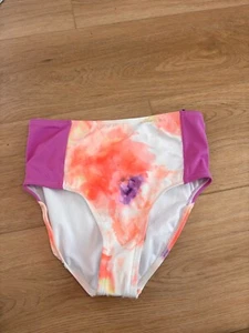 DSG Girls Multicolor Floral Swim Bikini Bottoms High Waisted Stretch Size L NWT - Picture 1 of 5