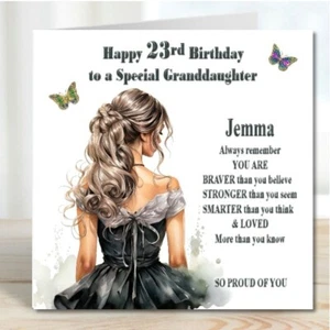 Personalised Birthday Card Beautiful Lady Granddaughter Daughter Sister Niece - Picture 1 of 5