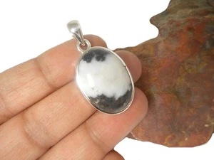 COLGANTE de piedras preciosas 925 de plata esterlina jaspe cebra - caja de regalo - Imagen 1 de 5