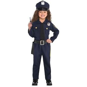 Girls Blue Black Police Law Walkie Talkie School Play Birthday Halloween Costume
