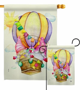 Gnomes Balloon Garden Flag Gnome Friends Decorative Small Gift Yard House Banner - Picture 1 of 17
