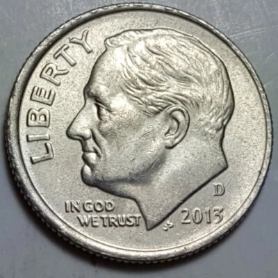 2013 D Roosevelt Dime Obverse & Reverse Slightly Off-Center Error Coins - Image 1 of 4