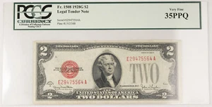 1928 G $2 Legal Tender Note Red Seal Fr# 1508 PCGS VF35 PPQ Very Fine - Picture 1 of 2
