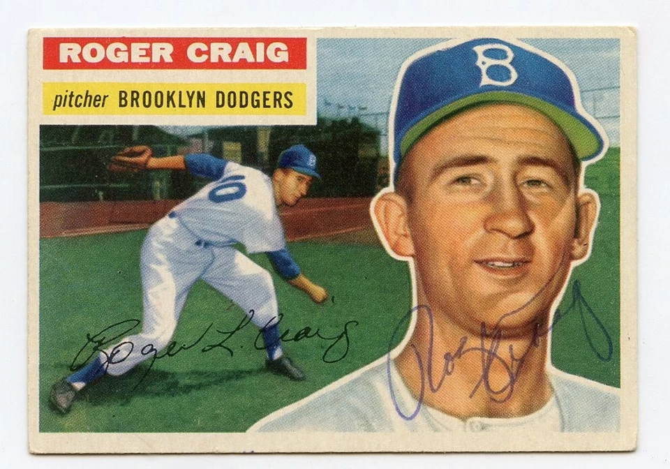ROGER CRAIG Signed 1956 Topps  ROOKIE CARD #63 Dodgers  Guaranteed Authentic KOA - Image 1 of 1