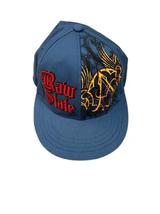 Raw State Hat Blue With Red Lettering Mens L/XL Stretch Flex Band - Picture 1 of 6