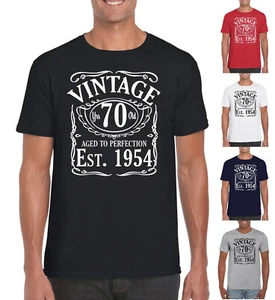Camiseta 70 cumpleaños hombre vintage desde 1954 70 idea de regalo divertida negra azul marino - Imagen 1 de 12