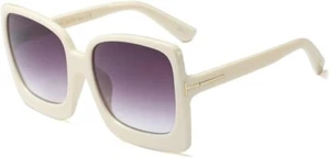 Occhiali da sole oversize grandi flat top grandi stile donna vintage quadrati moda NUOVI - Foto 1 di 17