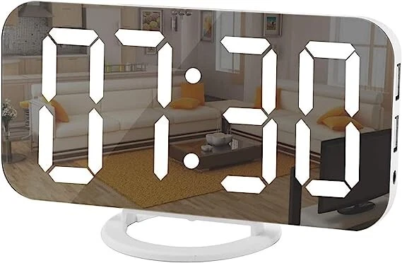 Modern and Functional: LED Digital Alarm Clock with Mirror Surface Dimming Mode - Image 1 of 4