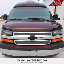 Fits 2003-2020 Chevy Express Van Main Upper Stainless Chrome Mesh Grille Insert