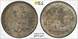 Peso de plata México 1872-MO, PCGS AU detalles - limpio - Imagen 1 de 12