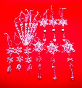 15 Stck. hängende Acryl irisierende klare Weihnachtsschmuck Schneeflocken 5"-5,5" - Bild 1 von 7
