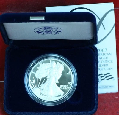 Uncirculated Proof 2007-W American Eagle Silver One Dollar - Image 1 of 2