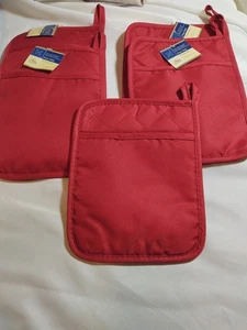 "Lote de 5 soportes para olla de cocina de poliéster/caucho 9"" X 7"" con bolsillo de mano rojo" - Imagen 1 de 3