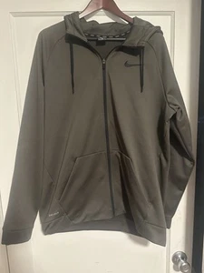 Nike Sweatshirt Mens XL Green Hoodie Dri Fit Logo Pockets Athletic Zip Up Street - Picture 1 of 8