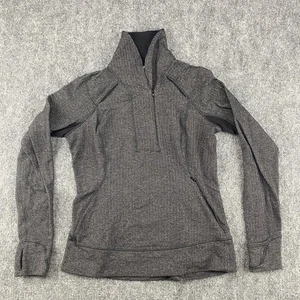 Lululemon Sweater Womens 10 Gray Black Herringbone Pullover Athletica 1/4 ZipZip - Picture 1 of 10