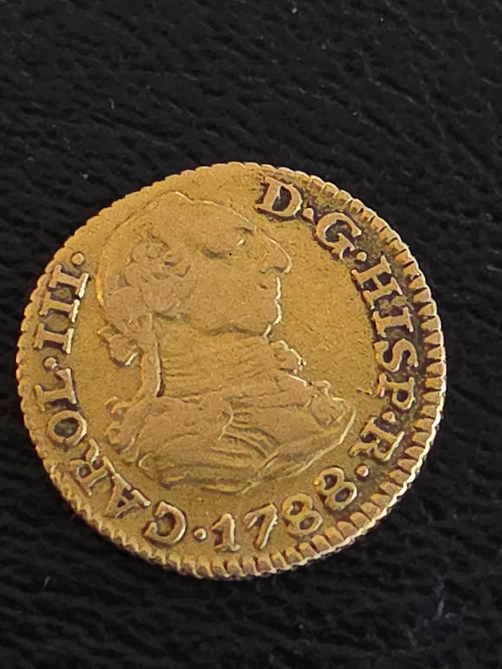 1788-S,C 1/2E Spain Gold Half Escudo ANACS F 12 Details - Image 1 of 4