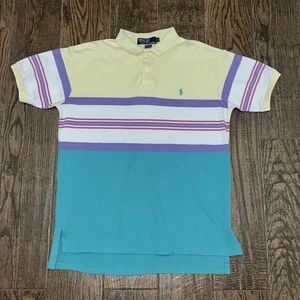 Ralph Lauren Polo Mens VTG Pastel Stripe Short Sleeve Polo Shirt Size. Large - Picture 1 of 2