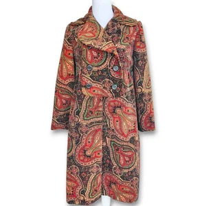 Vintage Kasper Joan Leslie 70er Samt Paisley Mantel - Bild 1 von 8