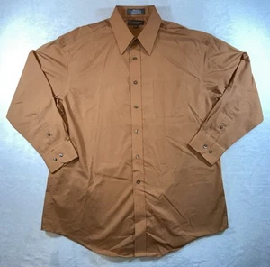 Croft & Barrow Dress Shirt Mens 16.5-32/33 Brown Broadcloth Wrinkle Resistant - Picture 1 of 21
