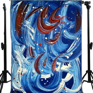 Blue Abstract Painting, Original Art, Acrylic on Canvas Signed Ready To Hang  - Picture 1 of 6
