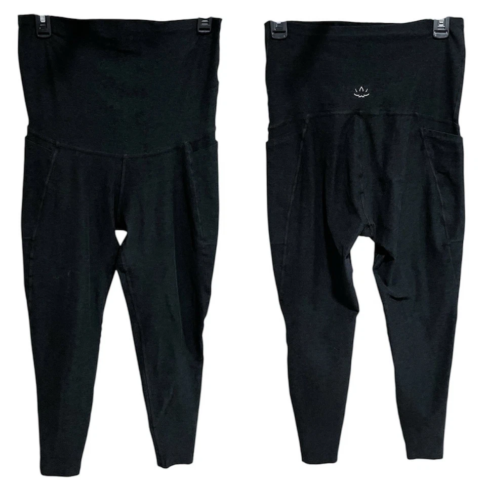 Beyond Yoga Maternity Love the Bump Capri Leggings Large Gray Space Dye Stretch - Image 1 of 4