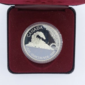1986 Canada $1 Dollar Proof Silver Vancouver Train Elizabeth II Free Ship #SA35 - Picture 1 of 4