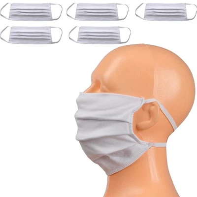 ELOMODA 5 Stück Maske Gesichtsmaske waschbar 2-Lagen Baumwolle 100%,