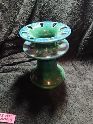Vintage Royal Haeger Vase 3013 MCM Floral Frog Vase Green Glazed - Image 1 of 3