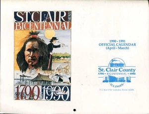 CONDADO DE ST CLAIR, IL BICENTENAL - CALENDARIO OFICIAL - 1990-1991 (ABRIL-MARZO) - Imagen 1 de 2
