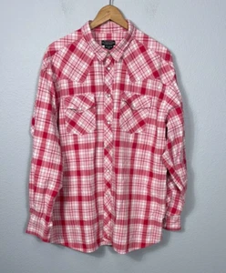 VGT J. Peterman Company Mens Red Plaid Mother Pearl Snap Western Long Sleeve XXL - Picture 1 of 5
