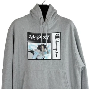 NWOT CHAMPION x NARUTO Sauke Kanji Mens Grey Heavy Reverse Weave Anime Hoodie M - Picture 1 of 8