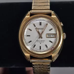 VTG Seiko Bell-Matic 17 Jewels Automatic Gold Plated Mens Watch Day-Date Runs - Picture 1 of 12