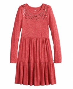 Girls SO Tiered Skater Dress in Red, Size Med (8) *NEW - Picture 1 of 2