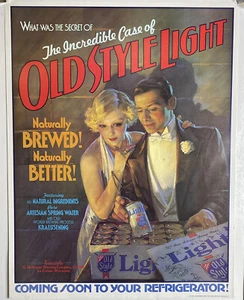 Old Style Light Beer Poster Vtg. ©1986 Movie/Theater Style Noir Ad Bar Tavern - Picture 1 of 8