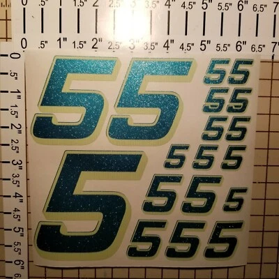 ULTRA Metallic Teal w/Creme #5's Racing Numbers Vinyl Decal Sheet 1/10-1/12 r/ce - Image 1 of 4