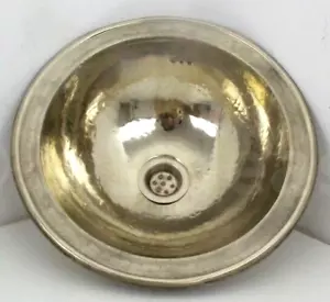 Handcrafted Smooth Round Solid German Silver Sink, Drop In Customizable Bathroom - Picture 1 of 8